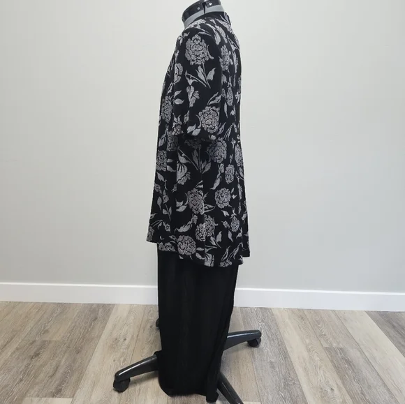 R & M Richards Karen Kwong Vintage 2 Piece Formal Dress Silver Black Women's - Picture 3 of 15